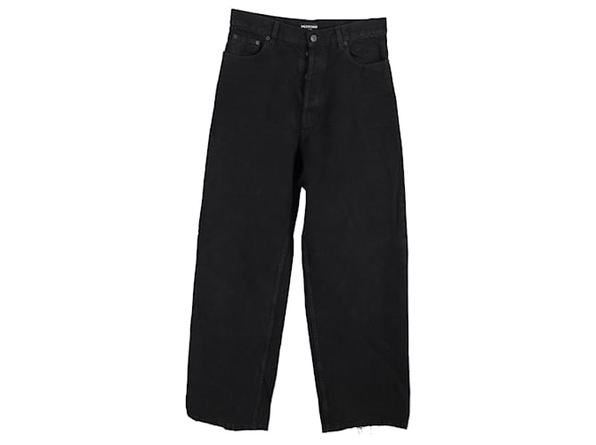 Balenciaga Wide Leg Pants in Black Cotton Denim  ref.1293724
