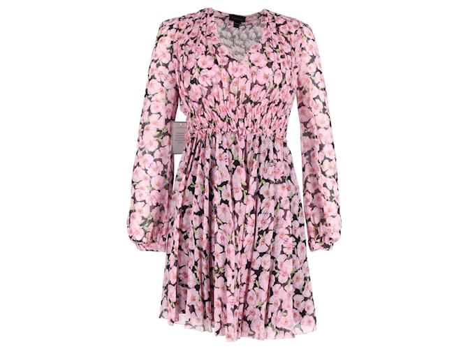 Giambattista Valli Mini-robe taille froncée en coton à imprimé floral rose  ref.1293737