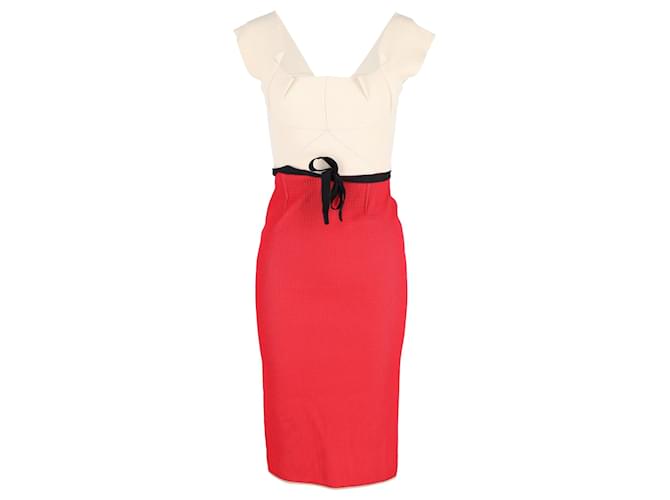 Abito midi bicolore Roland Mouret in lana rossa Rosso  ref.1293750