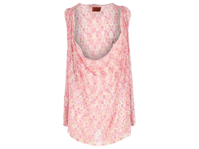 Missoni Drape Front Patterned Top in Pink Cotton  ref.1293751