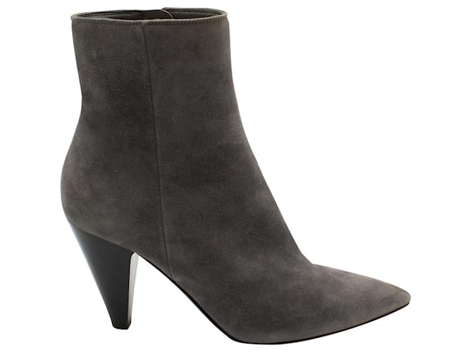 Gianvito Rossi Pointed Toe Ankle Boots in Grey Suede  ref.1293758