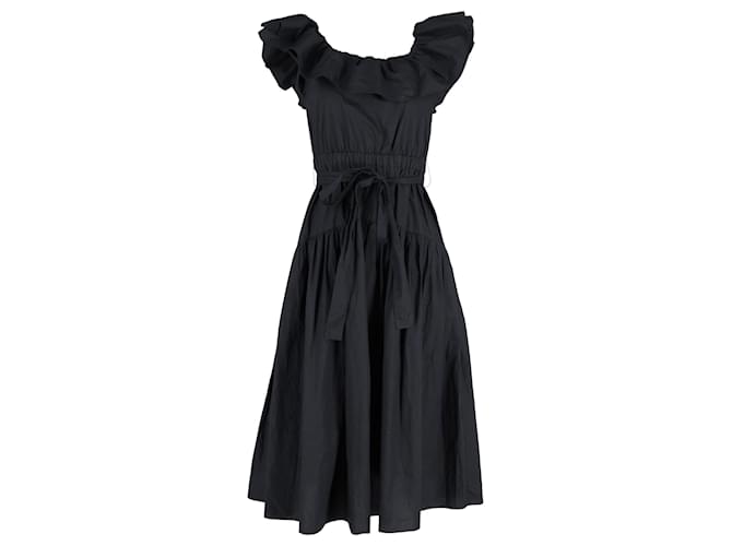 Ulla Johnson Ruffled Dress in Black Cotton  ref.1293769