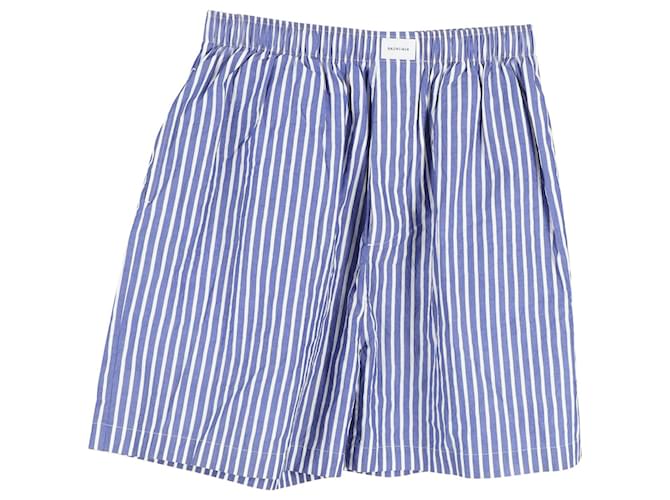 Everyday Gestreifte Shorts von Balenciaga aus blauer Baumwolle  ref.1293776