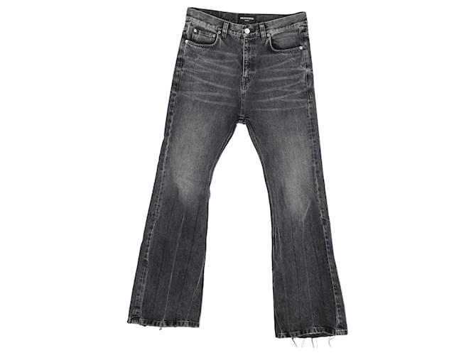 Balenciaga Distressed Boot-Cut Jeans in Charcoal Denim Grey Cotton  ref.1293784