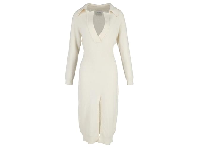 Vestido Midi Nanushka Flora Knit em Lã Acrílica Creme Branco Cru Acrílico  ref.1293790