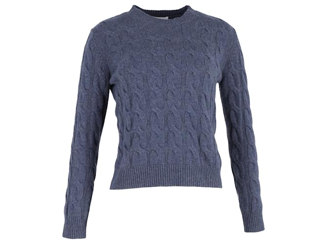 Max Mara Cable Knit Sweater in Blue Wool  ref.1293794