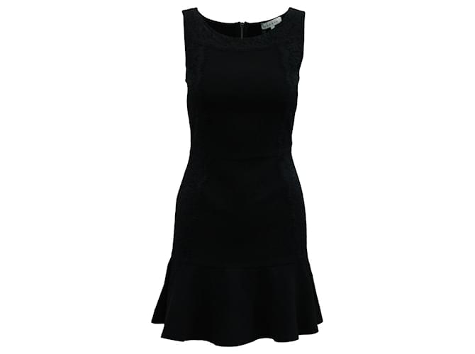 Sandro Paris Sleeveless Black Lace Detail Dress in Black Polyester  ref.1293795