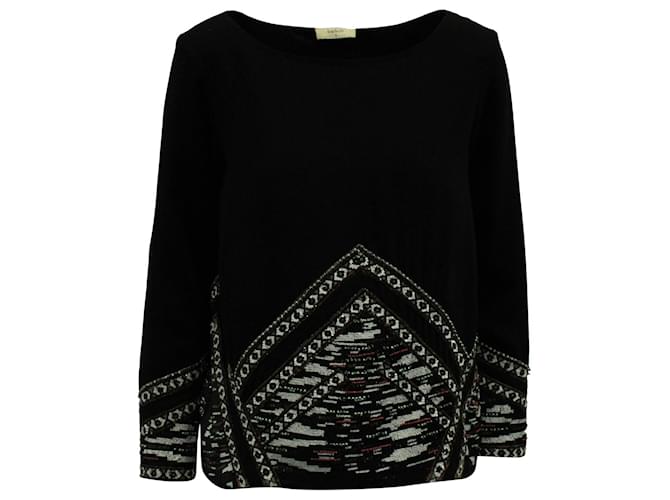 Ba&Sh Embroidered Long Sleeve Top in Black Polyester  ref.1293803