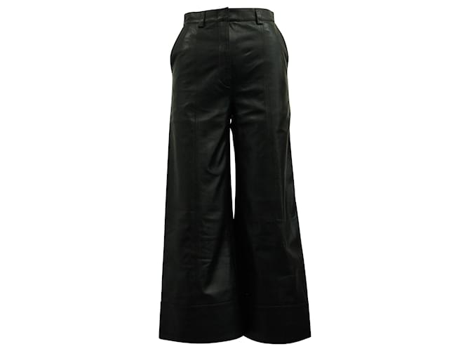 Autre Marque Pantalones anchos Dodo Bar o de tiro alto en cuero negro  ref.1293814