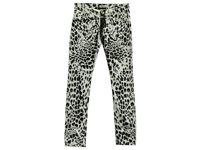 Pierre Balmain Jeans mit Tiermuster aus schwarzer und weißer Baumwolle.   ref.1293824