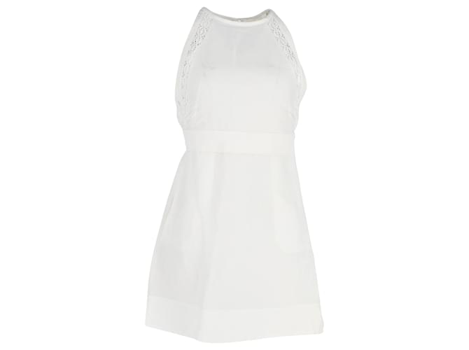 Chloé Chloe Lace Inset Halter-Neck Midi Dress in White Cotton  ref.1293829