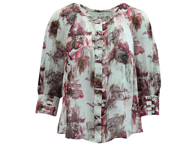 Blouse Iro à Imprimé Floral en Viscose Multicolore Imprimé python