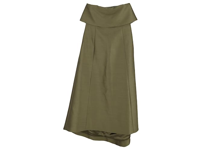 Totême Strapless Midi Length Dress in Khaki Cotton Green  ref.1293840
