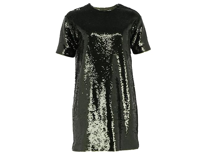 Autre Marque The Frankie Shop Riley Sequined Mini Shirt Dress in Green Polyester Viscose  ref.1293880