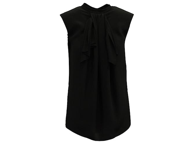 Saint Laurent Sleeveless Top With Front Detail in Black Silk  ref.1293889