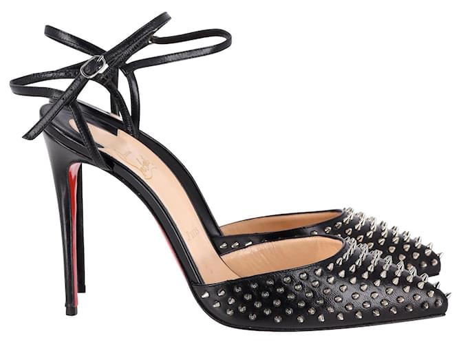 Christian Louboutin Baila Spiked Ankle Strap Pumps in Black Leather  ref.1293897