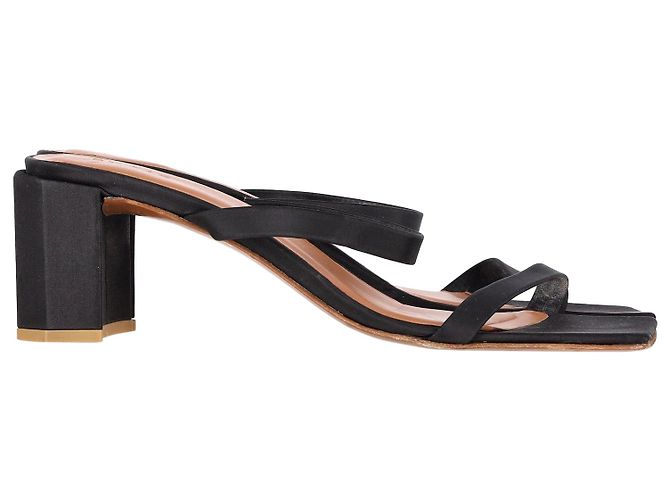 By Far Tanya Mules Sandals in Black Satin