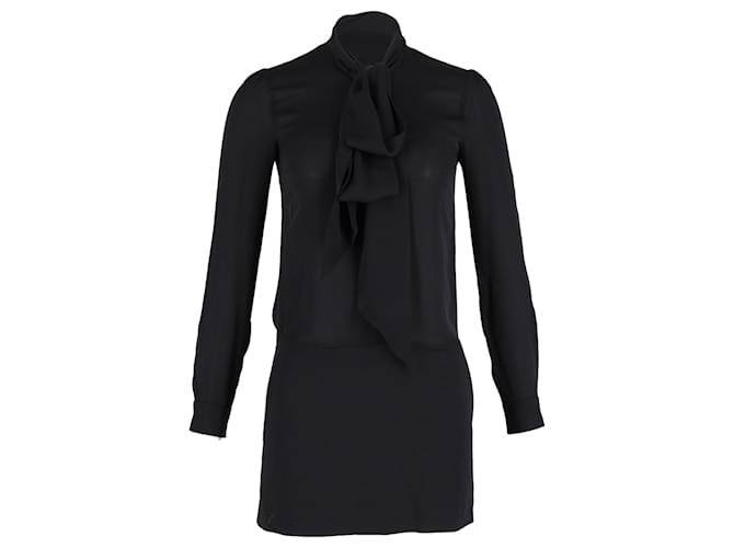 Theory - Mini-robe à nœud lavallière en viscose noire Polyester  ref.1293909