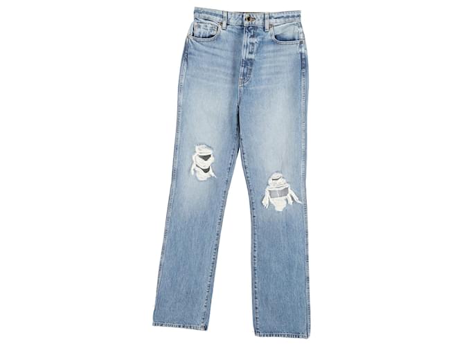 Jeans denim strappati Khaite in cotone blu  ref.1293915