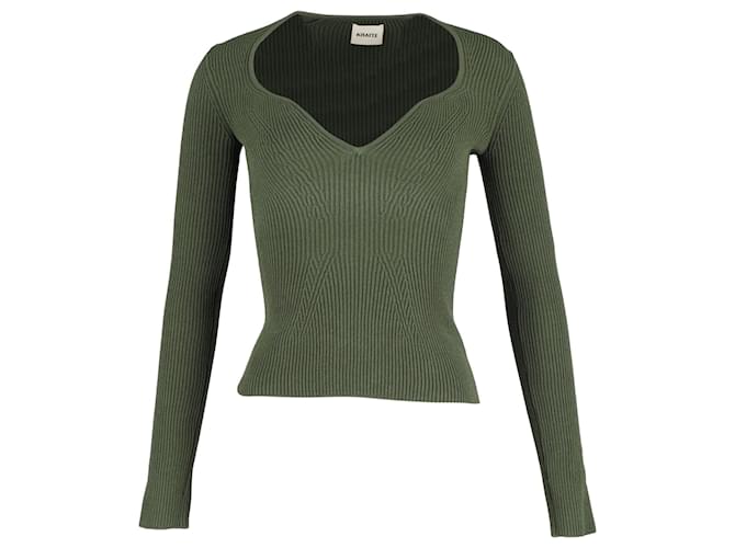 Khaite Kirah Ribbed-Knit Sweater in Green Viscose Polyester Cellulose fibre  ref.1293916