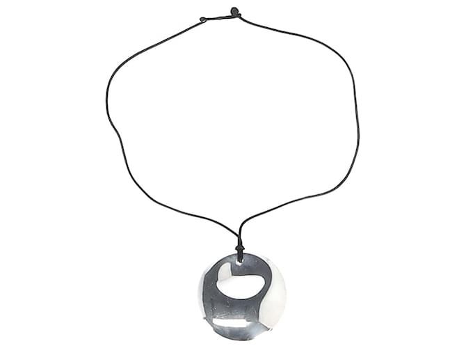 Collier cordon pendentif rond Tiffany & Co en métal argenté  ref.1293927