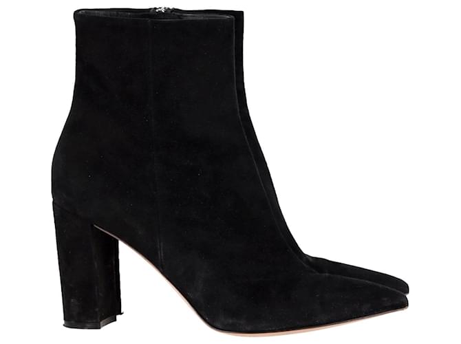Gianvito Rossi Pointed-Toe Ankle Boots in Black Suede  ref.1293934