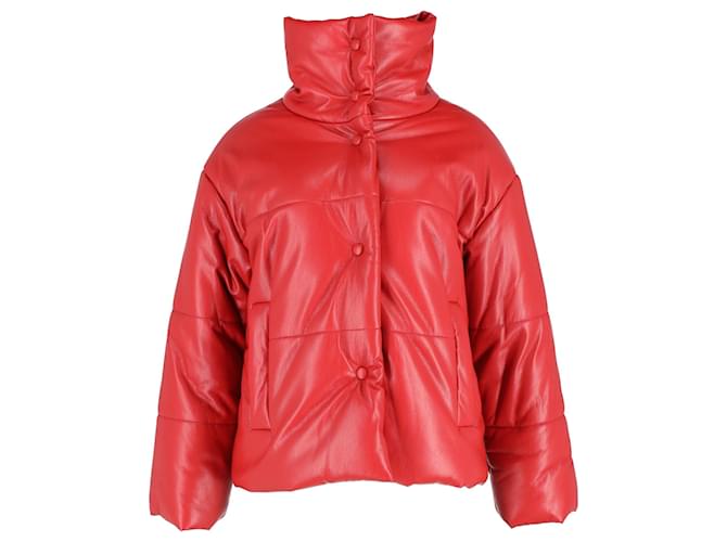 Nanushka Hide Puffer Jacket in Red Okobor Synthetic Leather Leatherette  ref.1293936