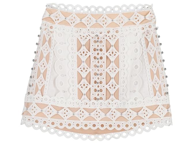Zimmermann Moncur Studded Broderie Mini Skirt in White Cotton  ref.1293945