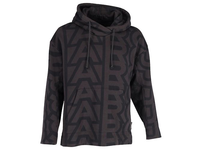 Felpa con cappuccio con coulisse monogramma Marc Jacobs in cotone marrone