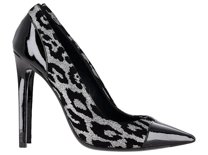 Zapatos de salón Balmain Daphne Duo de leopardo en charol negro Cuero  ref.1293963