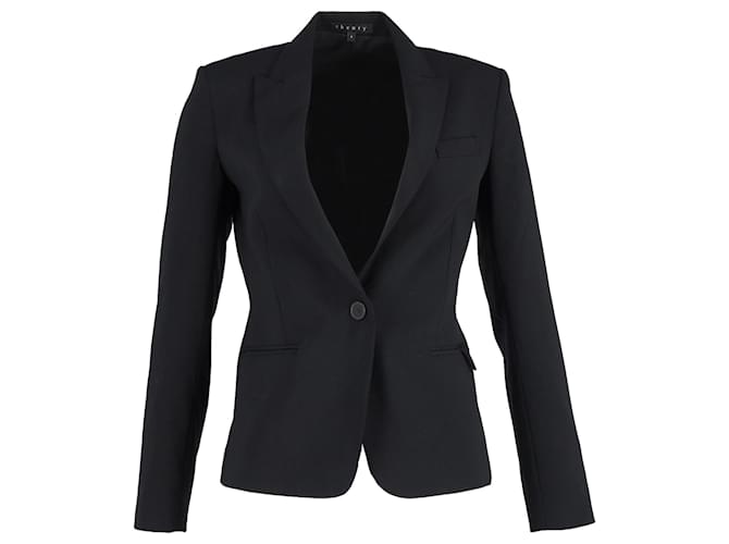 Theory Single-Breasted Blazer in Black Cotton  ref.1293964