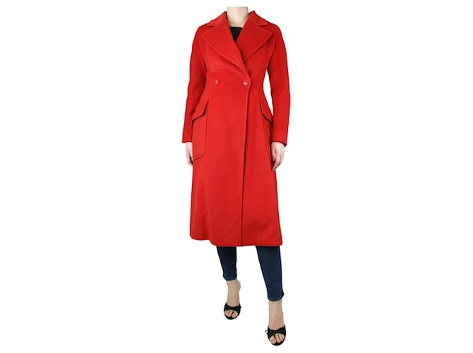 Hermès Cappotto rosso in cashmere con petto foderato - taglia UK 12 Cachemire  ref.1293967