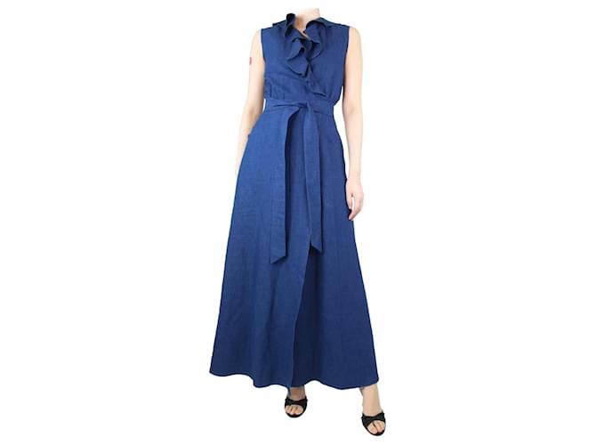 Apc Blue sleeveless denim maxi dress - size UK 8 Cotton  ref.1293973