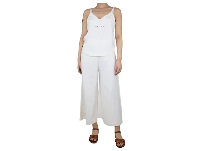 Stella Mc Cartney White embroidered top and trousers set - size UK 6  ref.1293984