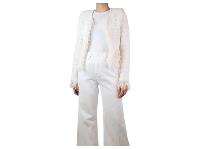Balmain White tweed padded shoulder jacket - size UK 8 Polyamide  ref.1293986