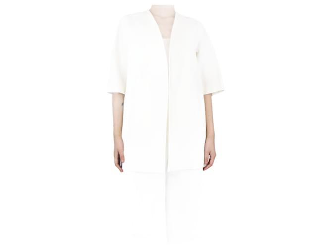 Max Mara Cream short-sleeved textured jacket - size UK 6 Cotton  ref.1293993