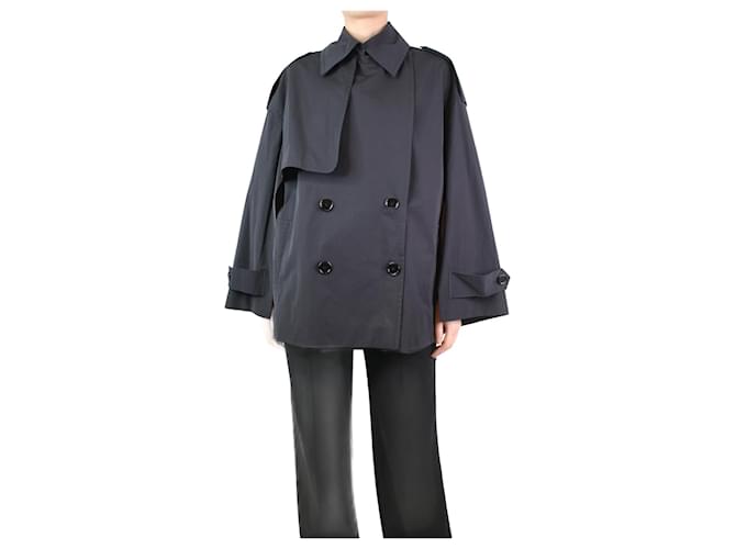 Dries Van Noten Dark blue double-breasted trench cape jacket - size S Cotton  ref.1294004