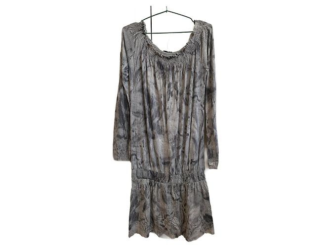 Gas Midi Kleid Grau aus Viskose