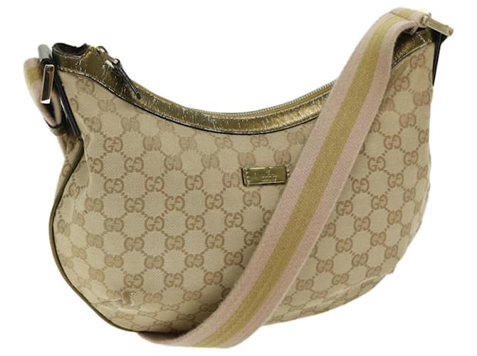GUCCI GG Canvas Sherry Line Shoulder Bag Gold Beige pink 181092 auth 67223 Golden  ref.1294056