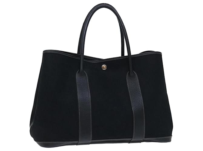 Hermès HERMES Garden Party PM Hand Bag Canvas Black Auth 67429 Cloth  ref.1294072