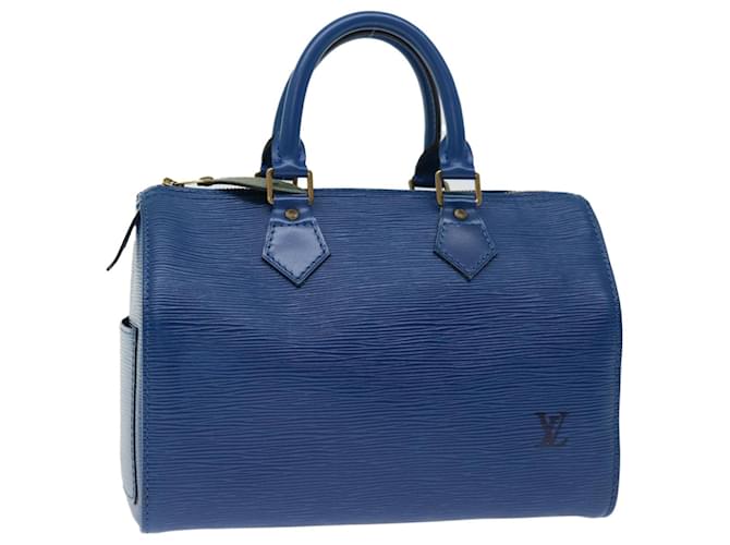 Louis Vuitton Epi Speedy 25 Bolsa de Mão Azul Toledo M43015 Autenticação de LV 67031 Couro  ref.1294080
