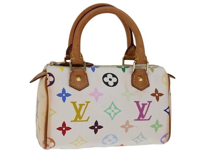Mini borsa Speedy monogramma multicolore LOUIS VUITTON bianca M92645 LV Auth yk10975UN Bianco  ref.1294118