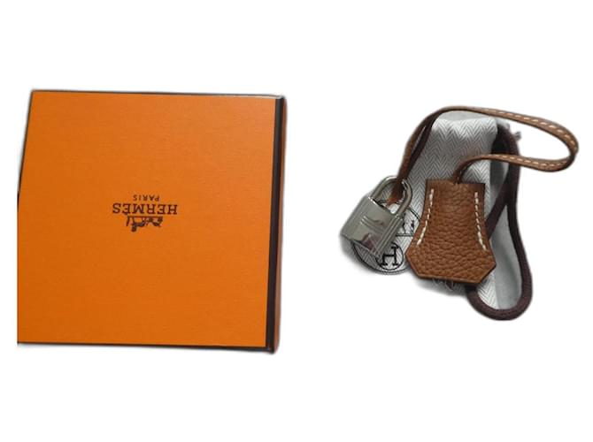 bell, pull tab, and new Hermès lock for Hermès bag, box and dustbag Brown Leather  ref.1294143