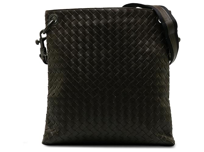 Black Bottega Veneta Intrecciato Leather Crossbody Bag  ref.1294175