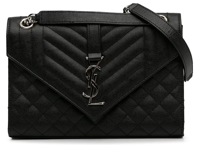Black Saint Laurent Medium Triquilt Shoulder Bag Leather  ref.1294187