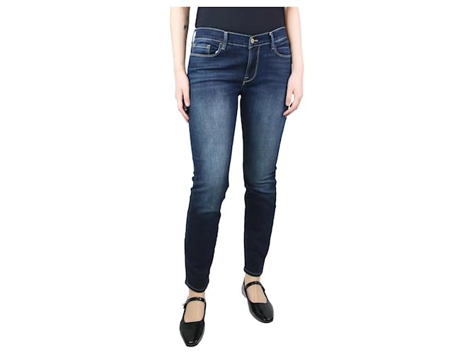 Frame Denim Indigo mid-rise straight-leg jeans - size UK 10 Blue Cotton  ref.1294199