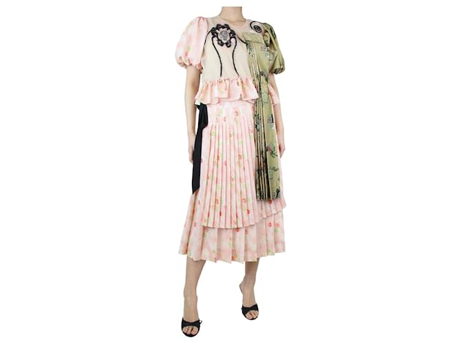 Simone Rocha Pink embroidered top and pleated midi skirt set - size UK 12 Polyester  ref.1294200