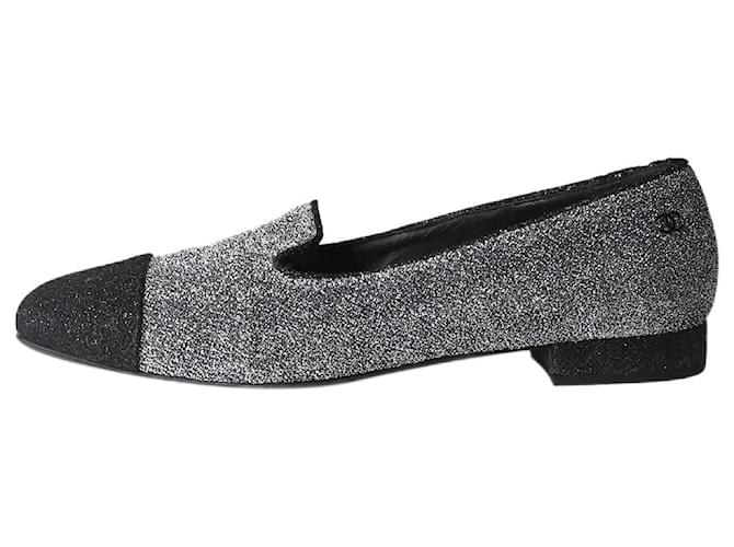 Chanel Silver lurex flat shoes - size EU 39.5 Silvery  ref.1294214