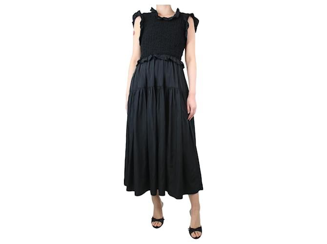 Autre Marque Black open-back tiered midi dress - size UK 10 Polyester  ref.1294218