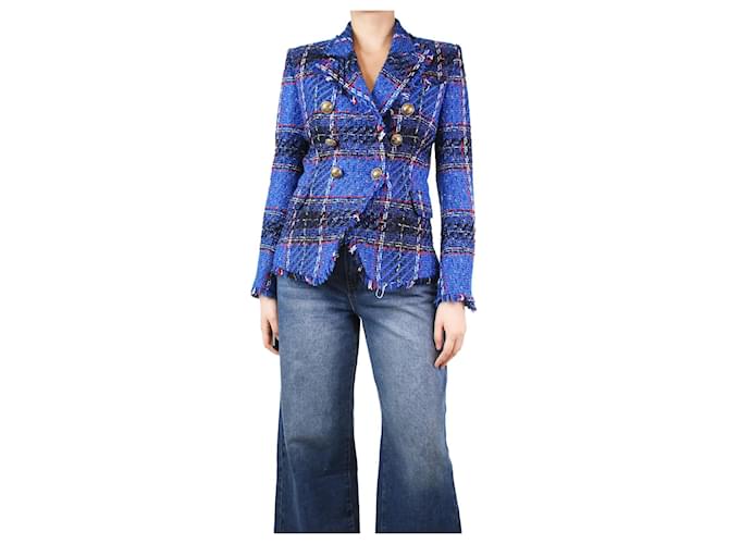 Balmain Blue tweed jacket - size UK 10 Acrylic  ref.1294222